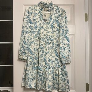 Tuckernuck Blue and Cream Floral Dress